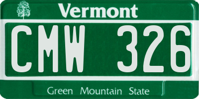 VT license plate CMW326
