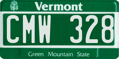VT license plate CMW328