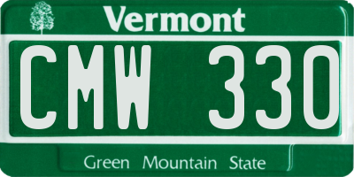 VT license plate CMW330