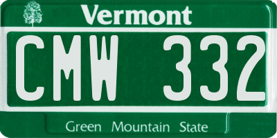 VT license plate CMW332
