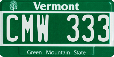 VT license plate CMW333