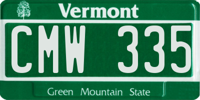 VT license plate CMW335