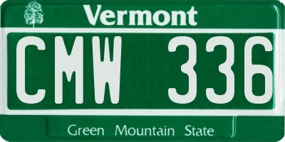 VT license plate CMW336