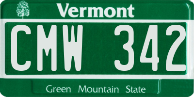 VT license plate CMW342