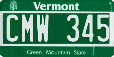 VT license plate CMW345