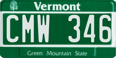 VT license plate CMW346