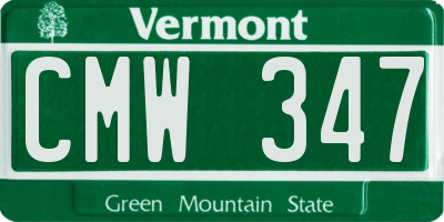 VT license plate CMW347