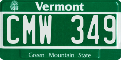 VT license plate CMW349