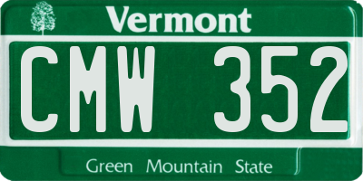 VT license plate CMW352