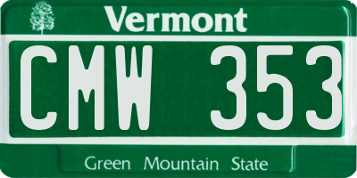 VT license plate CMW353