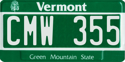 VT license plate CMW355