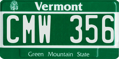 VT license plate CMW356