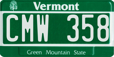 VT license plate CMW358
