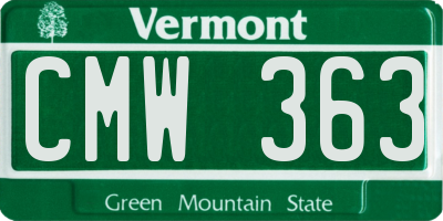 VT license plate CMW363