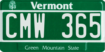 VT license plate CMW365