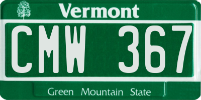 VT license plate CMW367