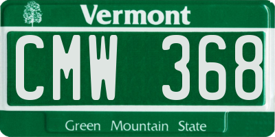 VT license plate CMW368