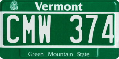 VT license plate CMW374