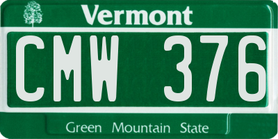 VT license plate CMW376