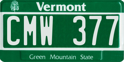 VT license plate CMW377