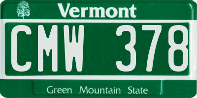 VT license plate CMW378