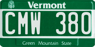 VT license plate CMW380