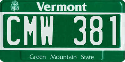 VT license plate CMW381
