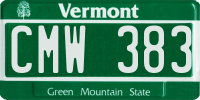 VT license plate CMW383