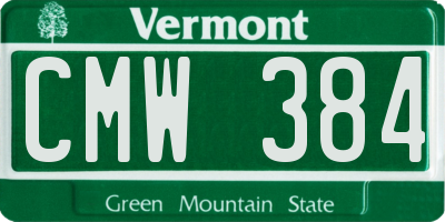 VT license plate CMW384