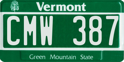 VT license plate CMW387