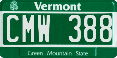VT license plate CMW388