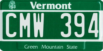 VT license plate CMW394