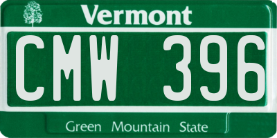 VT license plate CMW396