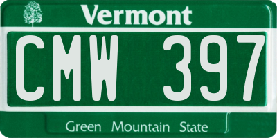 VT license plate CMW397