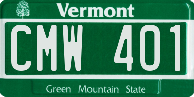 VT license plate CMW401