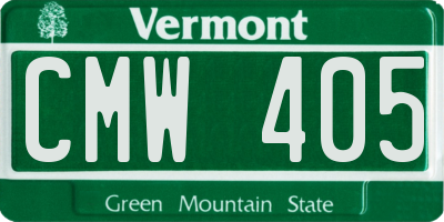 VT license plate CMW405