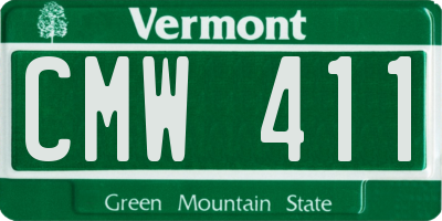 VT license plate CMW411