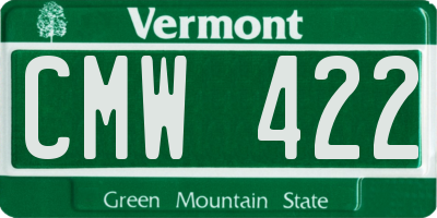 VT license plate CMW422