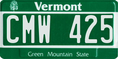 VT license plate CMW425