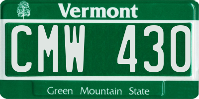 VT license plate CMW430