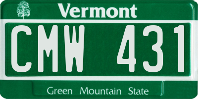 VT license plate CMW431