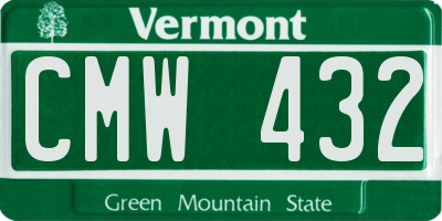 VT license plate CMW432