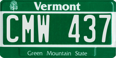 VT license plate CMW437