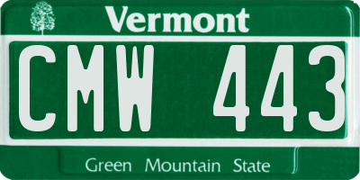 VT license plate CMW443
