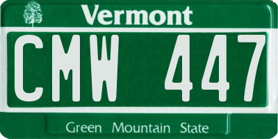 VT license plate CMW447