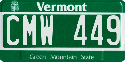 VT license plate CMW449