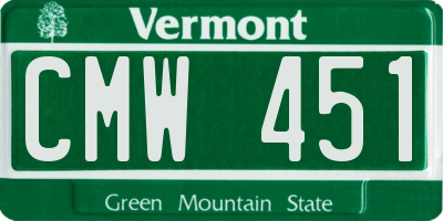 VT license plate CMW451