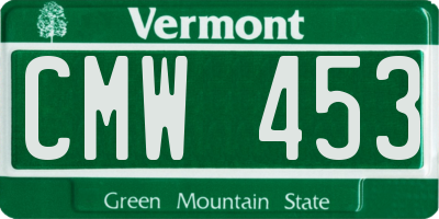 VT license plate CMW453