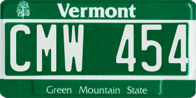 VT license plate CMW454