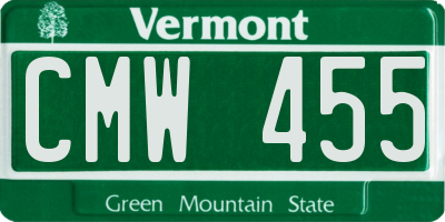 VT license plate CMW455